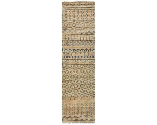 8 Feet Moroccan Brown Hand Woven Wool Runner Rug